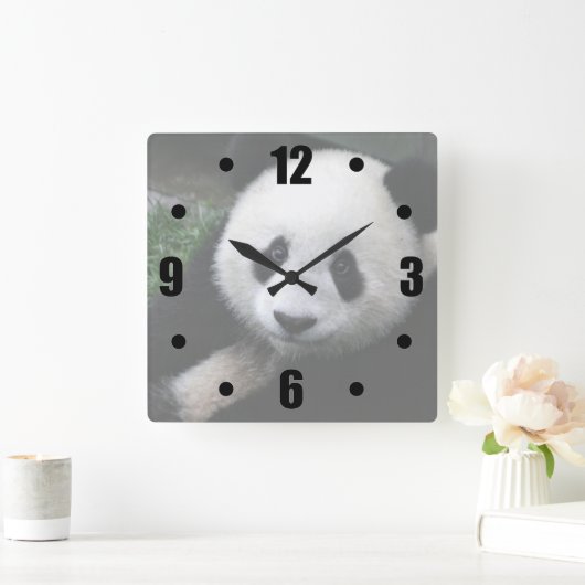 glimlachen Panda Vierkante Klok (Huis)