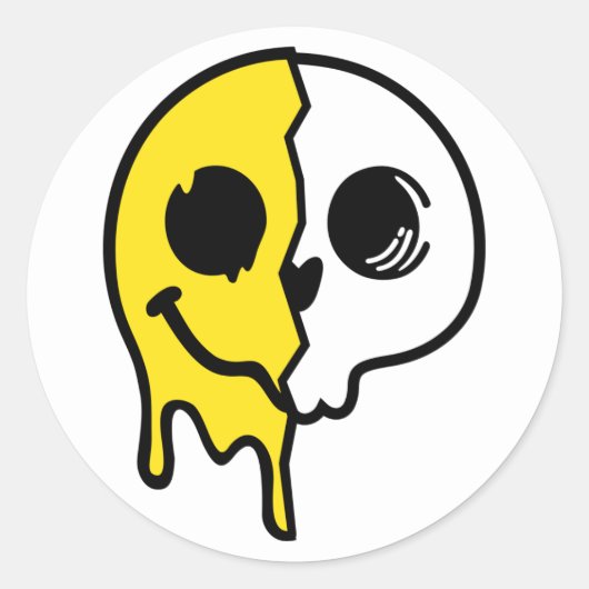 glimlachen schedelgezicht ronde sticker (Voorkant)