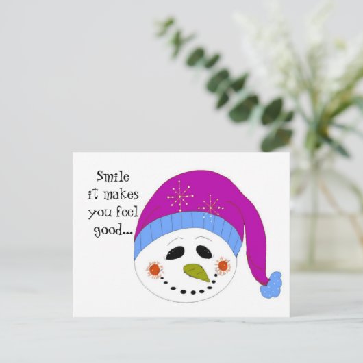 glimlachen Snowman Briefkaart (Staand voorkant)