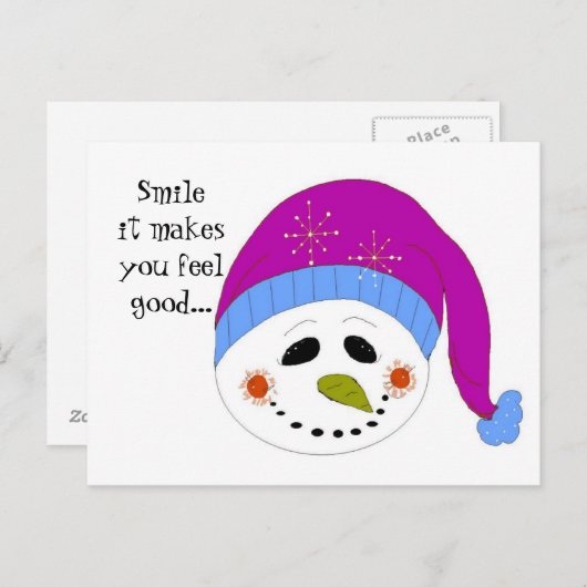 glimlachen Snowman Briefkaart (Voorkant / Achterkant)