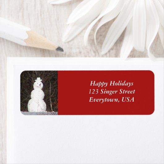 glimlachen Snowman Etiket (Insitu)