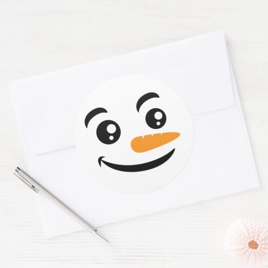 glimlachen Snowman Face Ronde Sticker (Envelop)