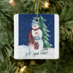 glimlachen Snowman Holds Birdhouse Painting Keramisch Ornament<br><div class="desc">Of je nu een kind of een volwassene bent, het maken van een sneeuwpop is een zeker pad naar "Good Cheer". De sneeuw en de temperatuur moeten de juiste zijn om het project te laten doorgaan. Niet te koud, dus de tijd zal nu bij elkaar blijven en je kunt de...</div>