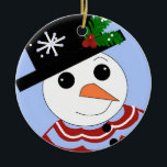 glimlachen Snowman Keramisch Ornament<br><div class="desc">Een schattige sneeuwman met een zwart pet en een mooie uitdrukking op zijn gezicht.</div>