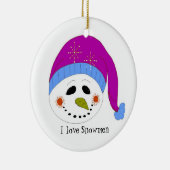 glimlachen Snowman Keramisch Ornament (Rechts)