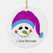 glimlachen Snowman Keramisch Ornament (Voorkant)