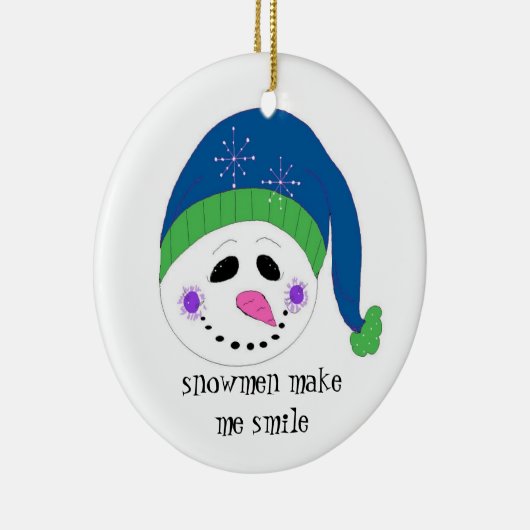 glimlachen Snowman Keramisch Ornament (Rechts)