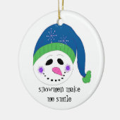 glimlachen Snowman Keramisch Ornament (Links)