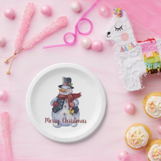 glimlachen Snowman  Papieren Bordje (Feest)