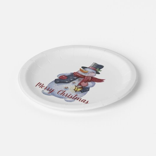 glimlachen Snowman  Papieren Bordje (Gekanteld)