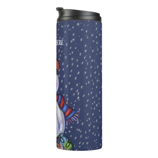 glimlachen Snowman Pet Scarf String-kerstlampjes Thermosbeker (Geroteerd rechts)