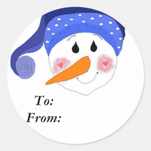 glimlachen Snowman Ronde Sticker (Voorkant)