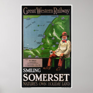 glimlachen Somerset UK Vintage Poster 1940