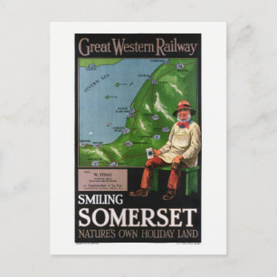 glimlachen Somerset UK Vintage Poster 1940 Briefkaart