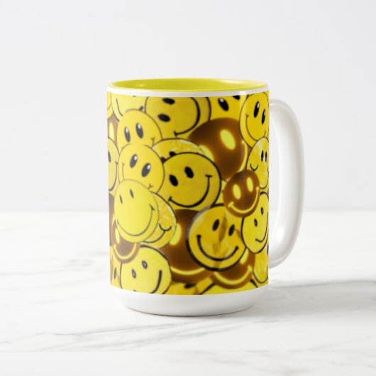 glimlachen tweekleurige koffiemok (Voorkant rechts)