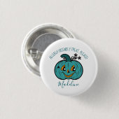 glimlachen van Blauwgroen pompoen Button van aller (Voorkant /achterkant)