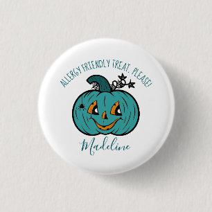 glimlachen van Blauwgroen pompoen Button van aller
