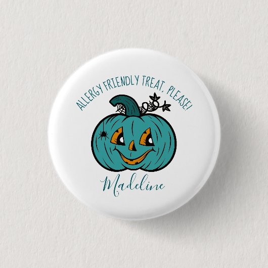 glimlachen van Blauwgroen pompoen Button van aller (Voorkant)