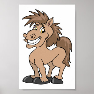 glimlachen van Cartoon Pony Gekke paardenpaard The Poster