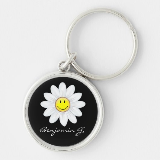 glimlachen van Daisy Flower Sleutelhanger (Voorkant)