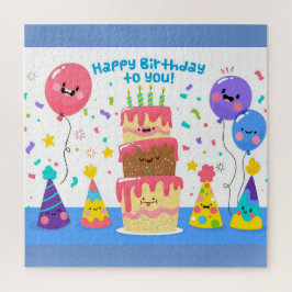 glimlachen van de Birthday Cake en ballonnen Legpuzzel