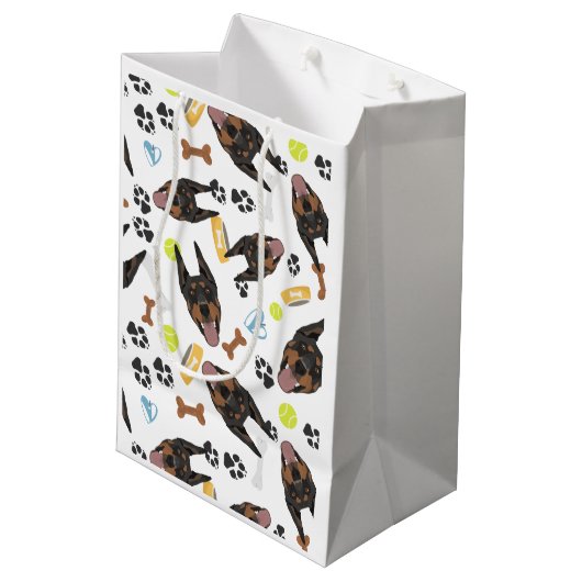 glimlachen van Dog Doberman Medium Cadeauzakje (Achterkant Gekanteld)