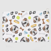 glimlachen van Dog English Bulldog Golfhanddoek (Horizontaal)