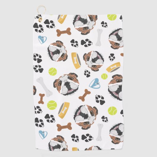 glimlachen van Dog English Bulldog Golfhanddoek (Voorkant)