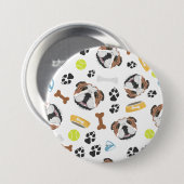 glimlachen van Dog English Bulldog Ronde Button 7,6 Cm (Voorkant /achterkant)
