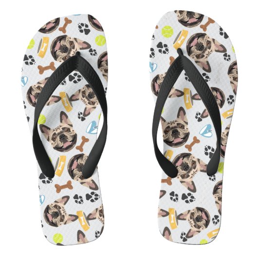 glimlachen van Dog French Bulldog Teenslippers (Voetbed)