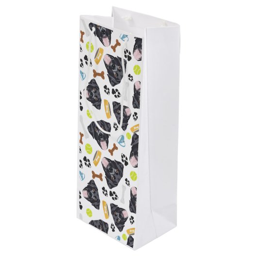 glimlachen van Dog zwarte labrador Wijn Cadeautas (Voorkant Gekanteld)