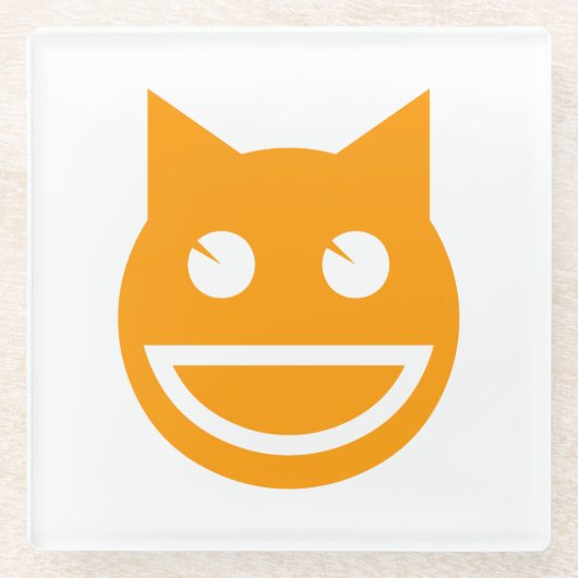 glimlachen van Emoji Cat Glazen Onderzetter (Voorkant)