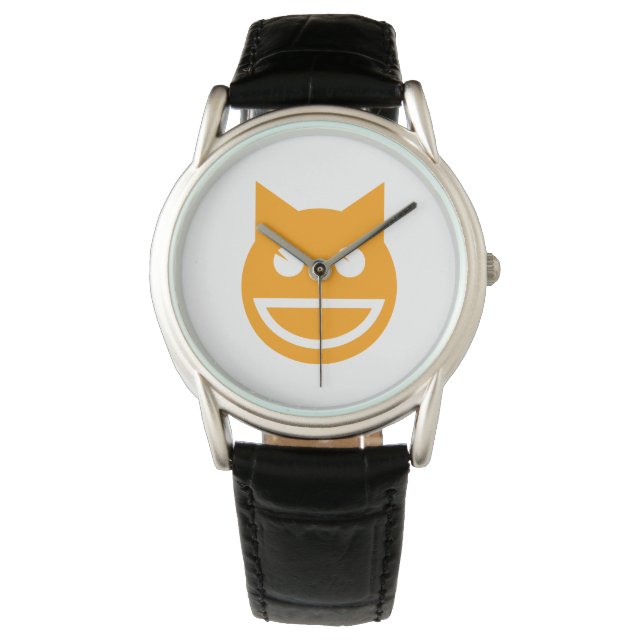 glimlachen van Emoji Cat Horloge (Voorkant)