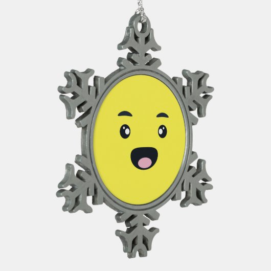 glimlachen van Emoji Tin Sneeuwvlok Ornament (Links)