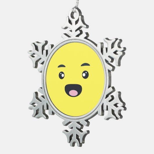 glimlachen van Emoji Tin Sneeuwvlok Ornament (Rechts)