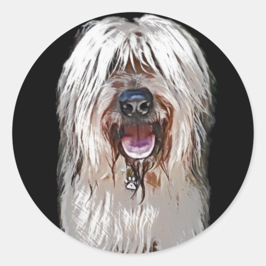 glimlachen van Fawn Briard Ronde Sticker (Voorkant)
