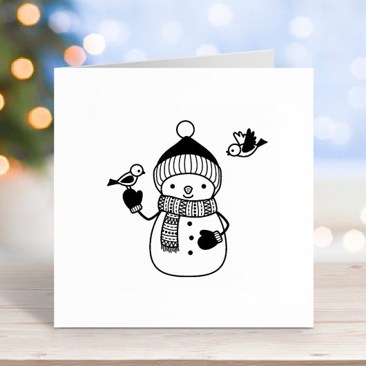 glimlachen van Snowman in rond Pet en karf Rubberstempel