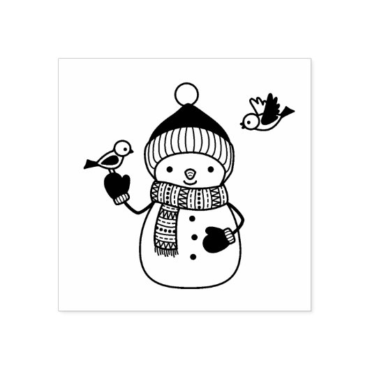 glimlachen van Snowman in rond Pet en karf Rubberstempel (Afrduk)