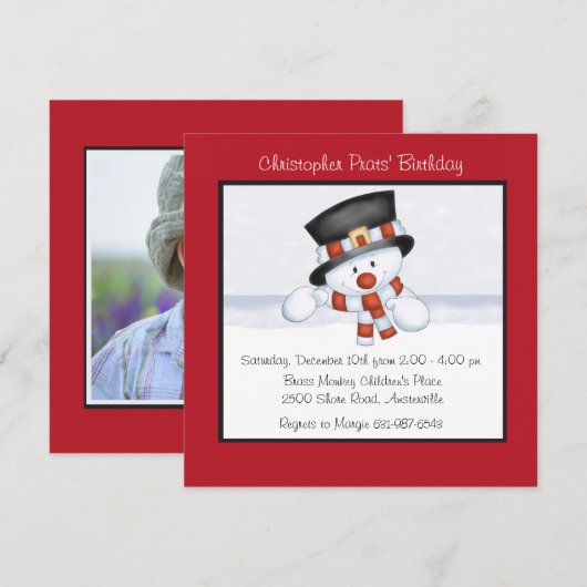 glimlachen van Snowman - uitnodiging van de Birthd (Voorkant / Achterkant)