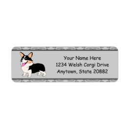 glimlachen van Tricolor Corgi-Cartoon Etiket