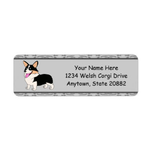 glimlachen van Tricolor Corgi-Cartoon Etiket