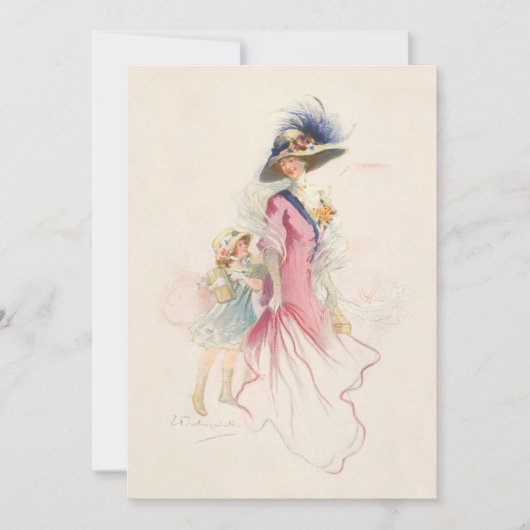 glimlachen van Victoriaans moeder- en dochtervakan Feestdagenkaart (Voorkant)