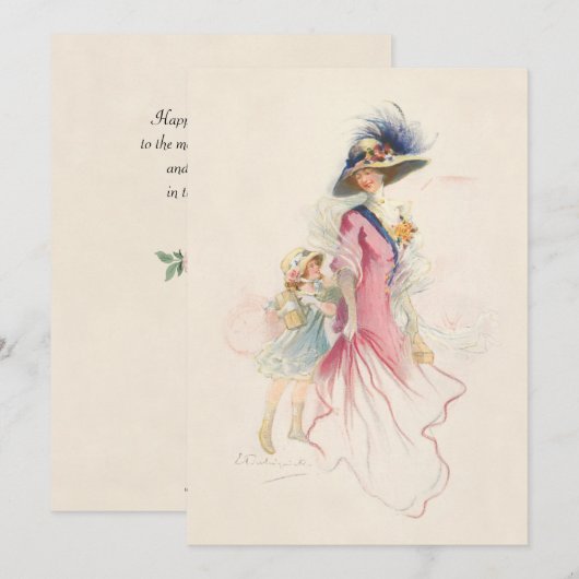 glimlachen van Victoriaans moeder- en dochtervakan Feestdagenkaart (Voorkant / Achterkant)