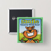 glimlachen vierkante button 5,1 cm (Voorkant /achterkant)