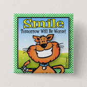 glimlachen vierkante button 5,1 cm (Voorkant)