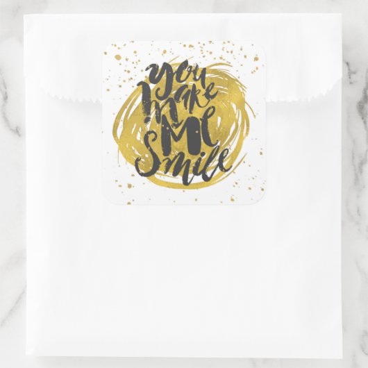 glimlachen vierkante sticker (Tas)