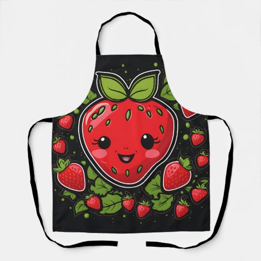 Glimlachend aardbeienfruit schort (Voorkant)