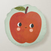 Glimlachend Apple Sierkussen | Schattigee fruitkwe Rond Kussen (Achterkant)