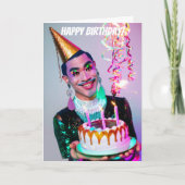 Glimlachend Aziatisch Drag Queen Grappige Verjaard Kaart (Voorkant)