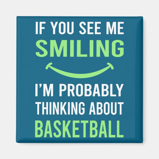 Glimlachend basketbal t-shirt magneet (Voorkant)